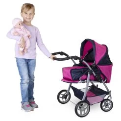 Besttoy - Kombi Puppenwagen - Blau/pink/schwarz