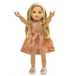 Puppen Glitzerkleid -Rosé Gold - Größe 35 - 45 Cm