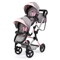 Zwillingspuppenwagen - Grau/pink Melange 11 Zwillingspuppenwagen - Grau/pink Melange -Spielzeug Verkauf Laden 246855 4003336262339 Bayer Zwillingspuppenwagen 01