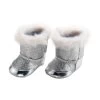 Puppen Winterstiefel Mit Fell - Größe 38-45 Cm - Silber
