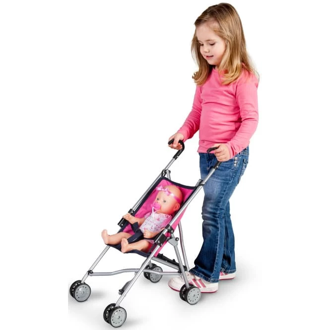 Puppenbuggy - Pink/blau Mit Blumen - Besttoy 4 Puppenbuggy - Pink/blau Mit Blumen - Besttoy – Bild 2